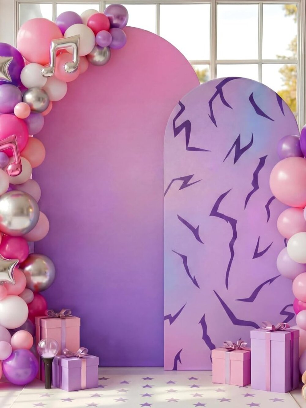 2 Pcs Kpop Themed Arch Backdrop Covers 6ft 7.2ft Kpop Party Decor